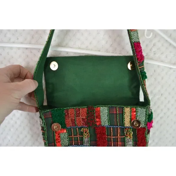 Anthropologie The Fiona Beaded Bag Holiday Plaid Edition - Picture 4 of 16